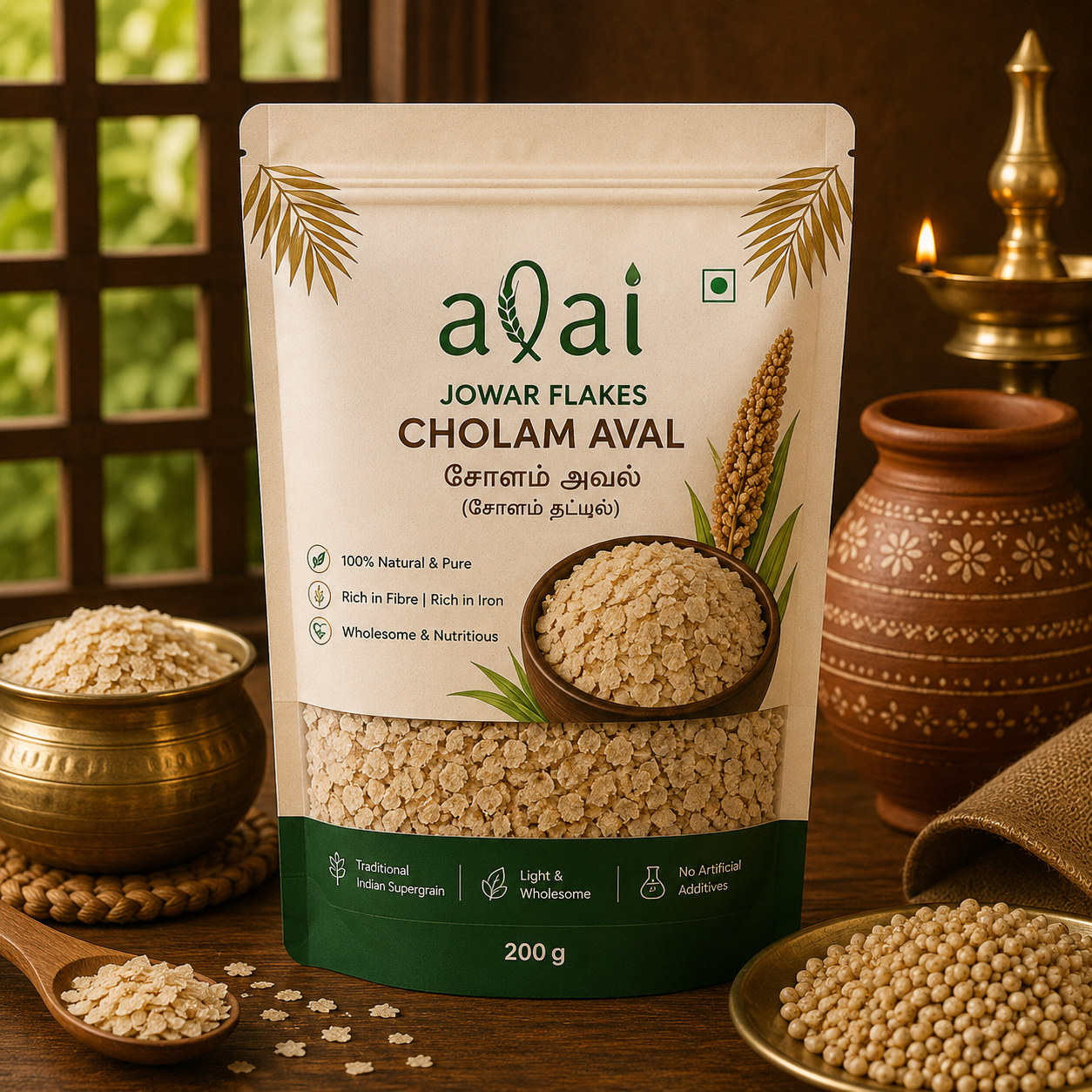 Jowar Flakes – Cholam Aval (Sorghum Flakes)